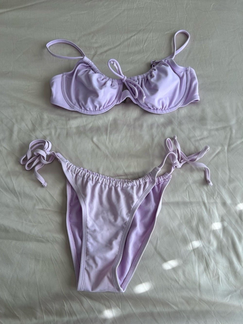 Lilac Tie-Shoulder Bikini Set - Women Swim
